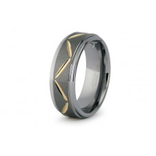 Tungsten Carbide Ring w/ Golden Grooving 8mm